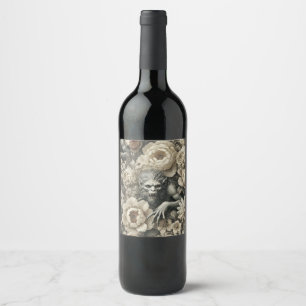 Lycanthropic Splendor - Gothic Werewolf Floral Pil Weinetikett