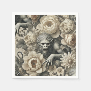 Lycanthropic Splendor - Gothic Werewolf Floral Serviette