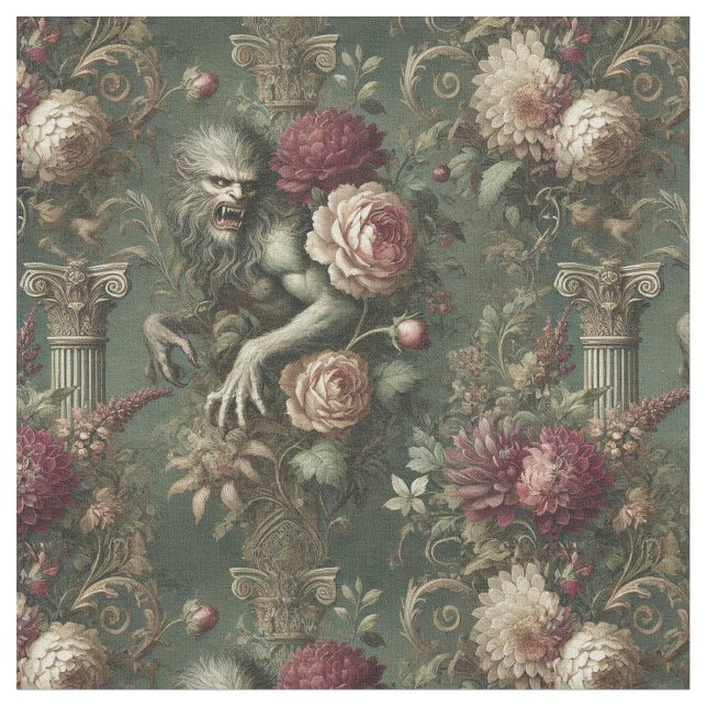 Lycanthropic Verdant - Gothic Classic Tile Stoff (Nahaufnahme)