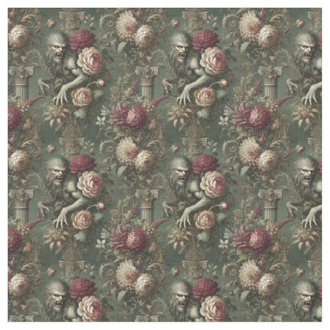 Lycanthropic Verdant - Gothic Dense Tile Stoff (Nahaufnahme)