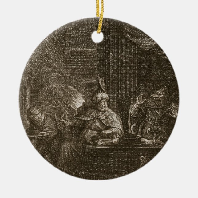 Lycaon gestaltete in einen Wolf, 1731 um (Stich) Keramik Ornament (Vorne)