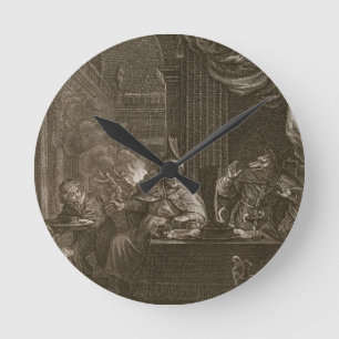 Lycaon gestaltete in einen Wolf, 1731 um (Stich) Runde Wanduhr