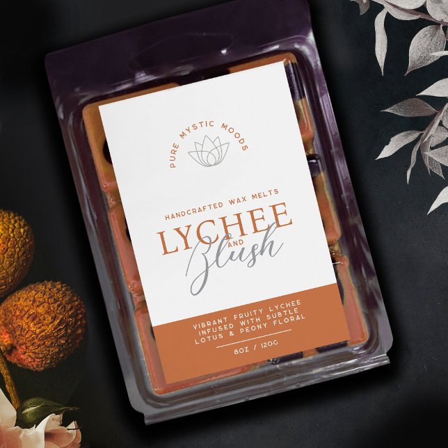 Lychee Blush Brennotes Orangenwachs schmilzt Produ Weinetikett (Von Creator hochgeladen)