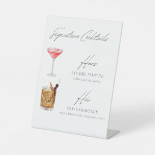Lychee Martini & Old Fashion Cocktail Sign Sockelschild