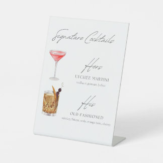 Lychee Martini & Old Fashion Cocktail Sign Sockelschild