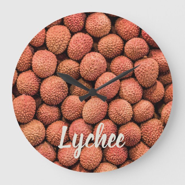 Lychee oder Litchi Frucht vegan und vegetarisch ge Große Wanduhr (Vorderseite)