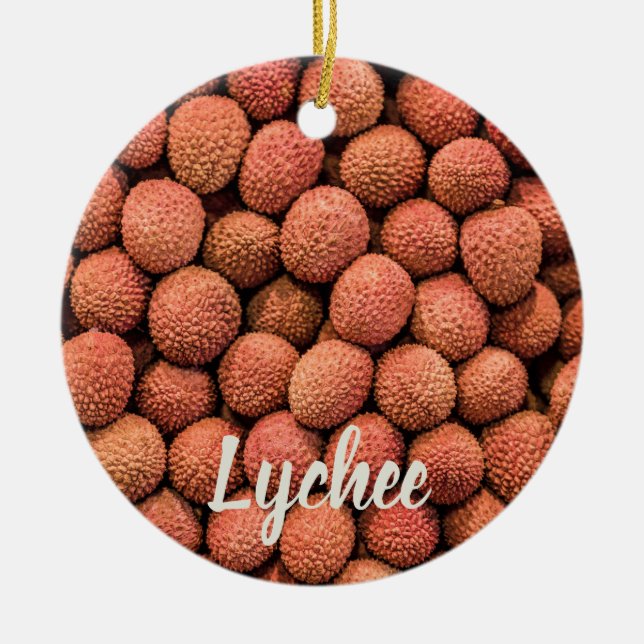Lychee oder Litchi Frucht vegan und vegetarisch ge Keramik Ornament (Vorne)
