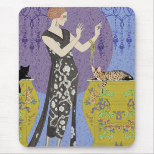 Lydia & Bengal in Gelb und Blau Mousepad
