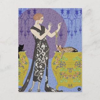 Lydia & Bengal in Gelb und Blau Postkarte