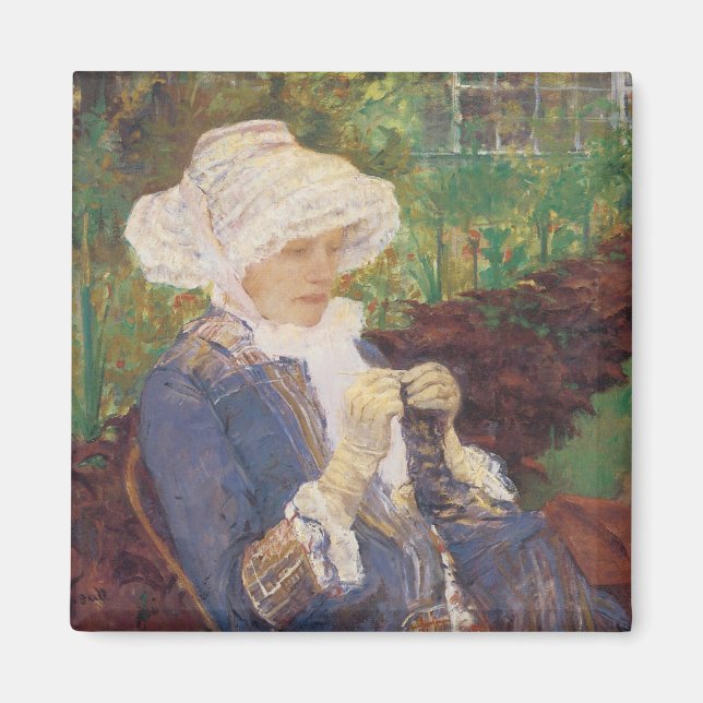 Lydia Crocheting in Garden at Marly, Mary Cassatt Magnet (Vorne)