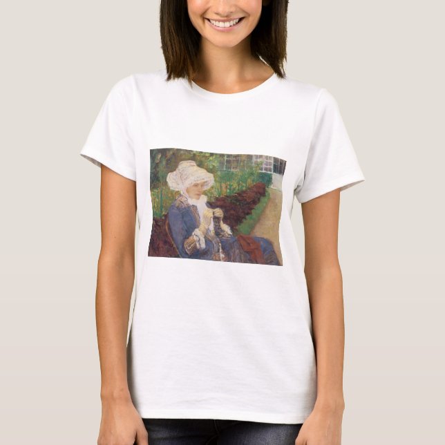 Lydia Crocheting in Garden at Marly, Mary Cassatt T-Shirt (Vorderseite)