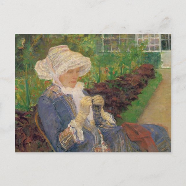 Lydia Crocheting in the Garden of Marly, Mary Cass Postkarte (Vorderseite)