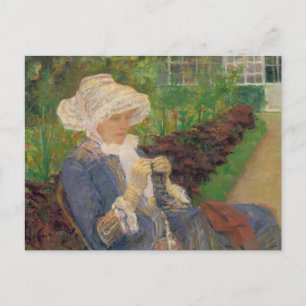 Lydia häkelnd im Garten von Marly, Mary Cassatt Postkarte