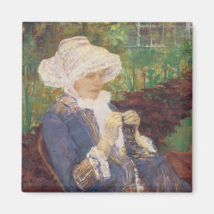 Lydia häkelt im Garten in Marly, Mary Cassatt. Magnet