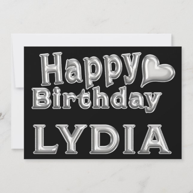 Lydia Happy Birthday Karte Grußkarte mit Herz (Vorderseite)