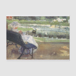 Lydia sitzt auf einer Porch-Crocheting, Mary Cassa Seidenpapier