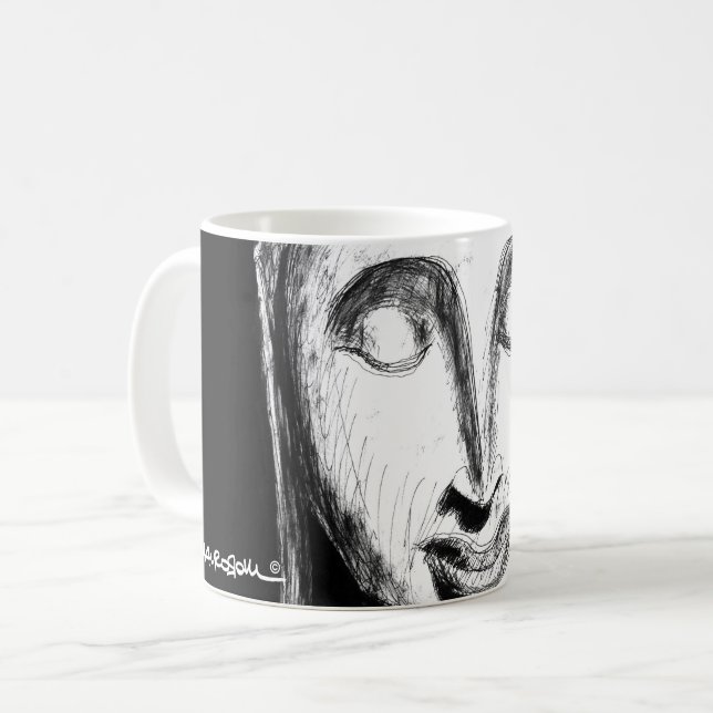 Lying Buddha Wat Pho Bangkok Thailand B&W Kaffeetasse (Vorderseite Links)