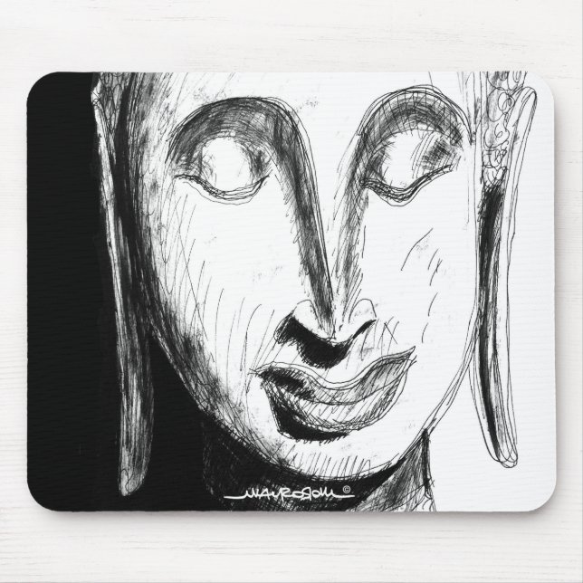 Lying Buddha Wat Pho Bangkok Thailand B&W Mousepad (Vorne)