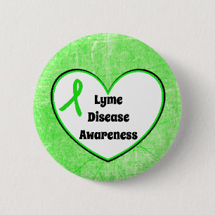 Lyme-Borreliose-Bewusstseins-Band-Herz-Knopf Button