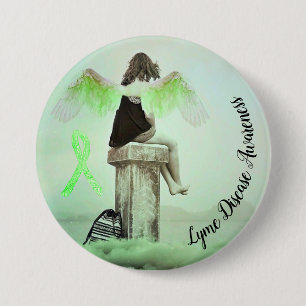 Lyme-Borreliose-Bewusstseins-Schleife und Engel-Bu Button