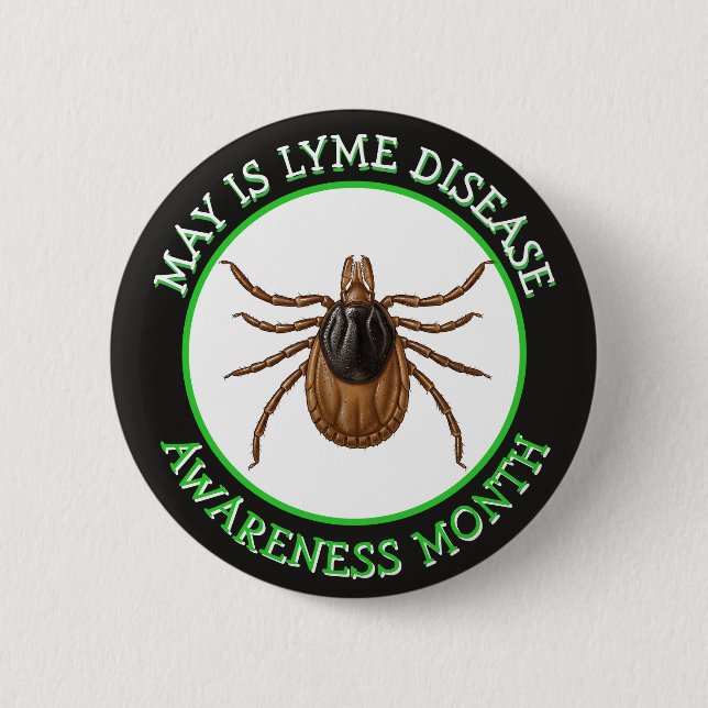 Lyme-Borreliose-Bewusstseinsmonat | Hirschzecke Button (Vorderseite)