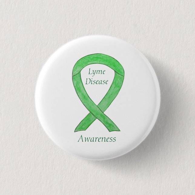 Lyme Disease Awareness Ribbon Custom Art Button (Vorderseite)