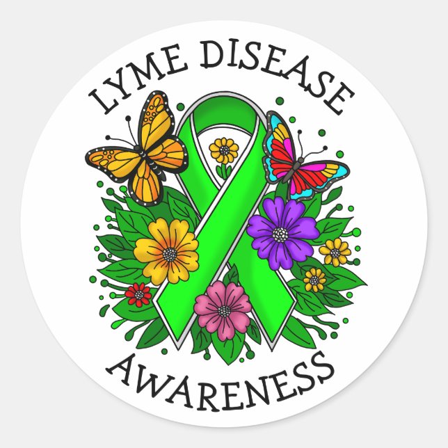 Lyme Disease Awareness Ribbon Runder Aufkleber (Vorderseite)