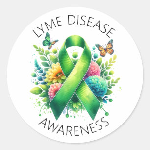 Lyme Disease Awareness Ribbon Runder Aufkleber
