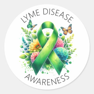 Lyme Disease Awareness Ribbon Runder Aufkleber