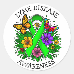 Lyme Disease Awareness Ribbon Runder Aufkleber
