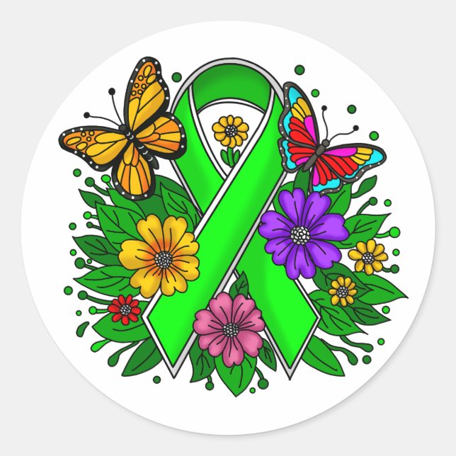Lyme Disease Awareness Ribbon Runder Aufkleber (Vorderseite)