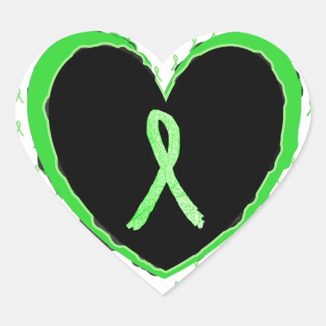 Lyme Disease Black and Lime Green Heart Aufkleber (Vorderseite)