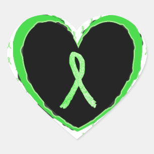 Lyme Disease Black and Lime Green Heart Aufkleber