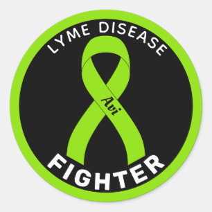 Lyme Disease Fighter Ribbon Black Round Sticker
