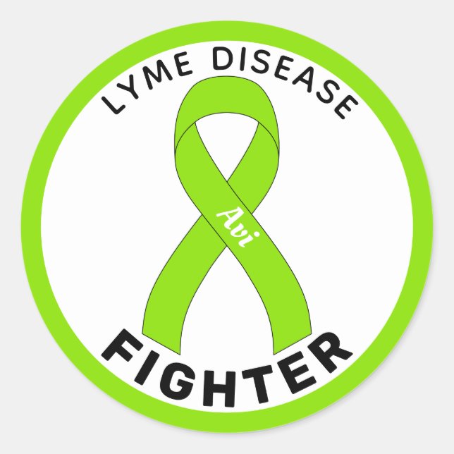 Lyme Disease Fighter Ribbon White Round Sticker (Vorderseite)