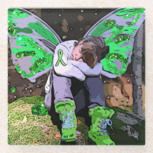 Lyme Disease Warrior Engel oder Fairy "Be Strong" Glasuntersetzer