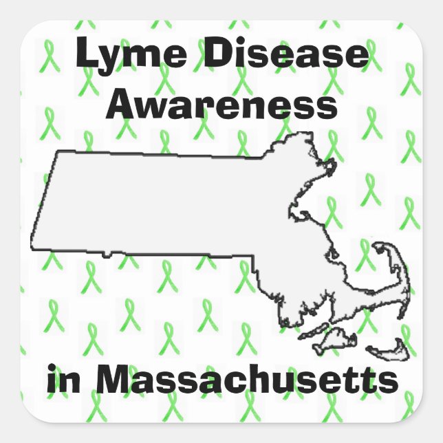 Lyme-Erkrankung Bewusstsein in Massachusetts Quadratischer Aufkleber (Vorderseite)