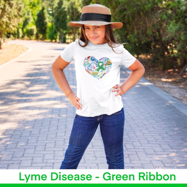 Lyme-Erkrankung Herz, Grünes Band-Bewusstsein, Mäd T-Shirt (Lyme Disease Heart, Girls T-shirt, Green Ribbon #lyme #lymedisease)
