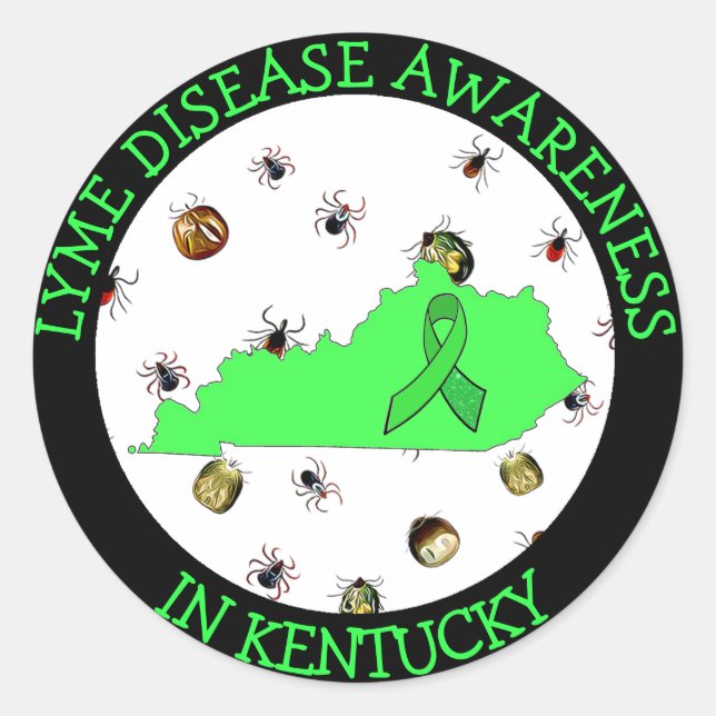 Lyme-Krankheit Bewusstsein in Kentucky-Stickern Runder Aufkleber (Vorderseite)