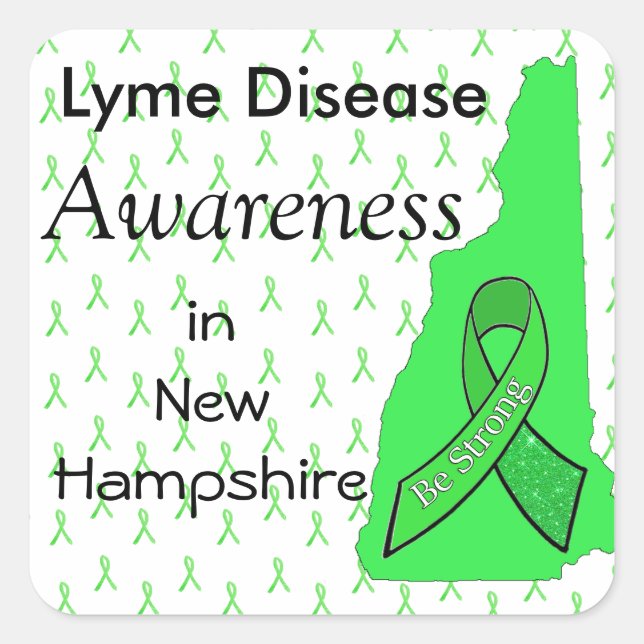 Lyme-Krankheit Bewusstsein in New Hampshire-Aufkle Quadratischer Aufkleber (Vorderseite)