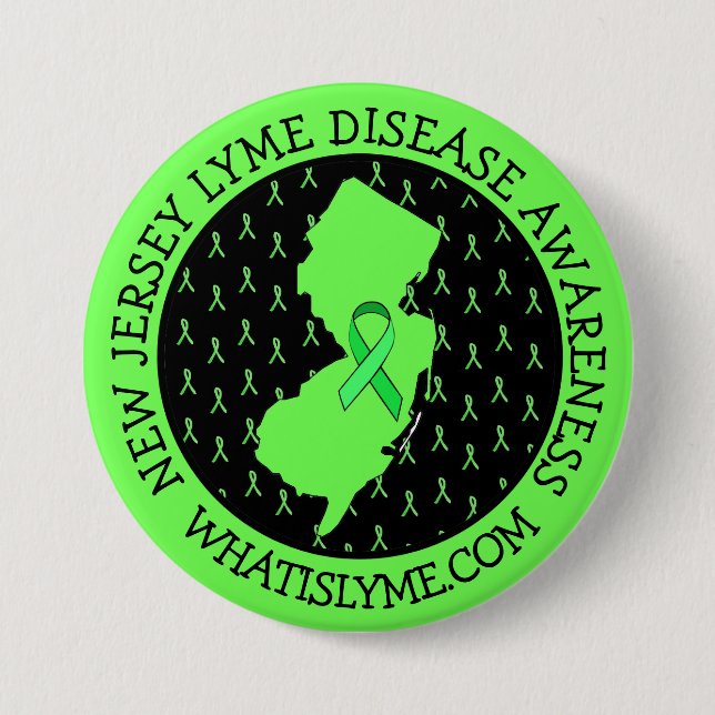 Lyme-Krankheit-Bewusstsein in New Jersey-Schaltflä Button (Vorderseite)