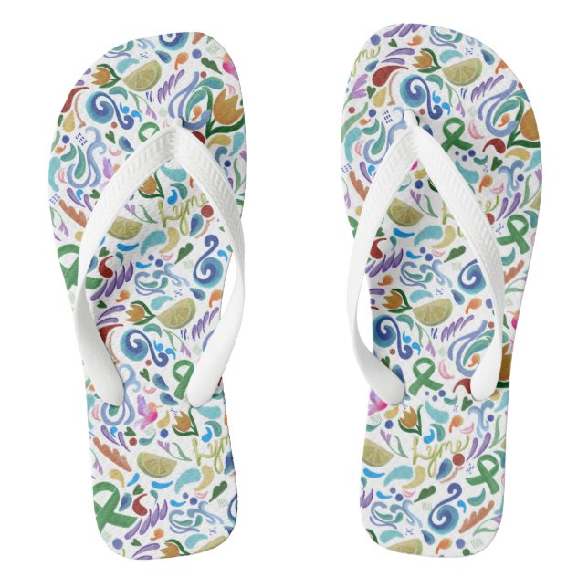 Lyme Limon Awareness Flip Flops Green Ribbon (Fußbett)