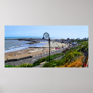 Lyme Regis Beach und Cobb Poster