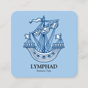 Lymphad (Heraldisches Schiff) - Indigo Blue Quadratische Visitenkarte