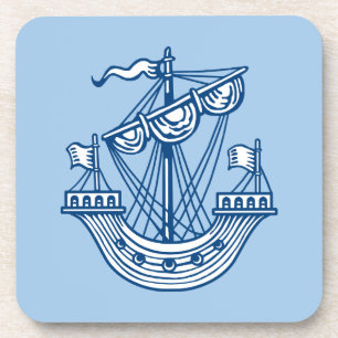 Lymphad (Heraldisches Schiff) - Indigostil Blau Getränkeuntersetzer