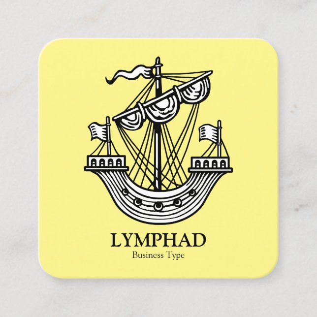 Lymphad (Heraldisches Schiff) - Schwarz auf Light  Quadratische Visitenkarte (Vorderseite)