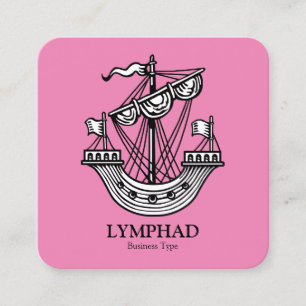 Lymphad (Heraldisches Schiff) - Schwarz auf Rosa Quadratische Visitenkarte