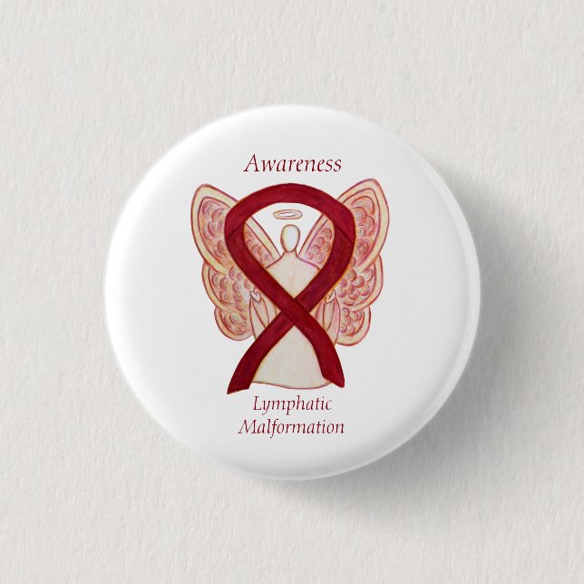 Lymphatische Malformation Bewusstsein Ribbon Angel Button (Vorderseite)
