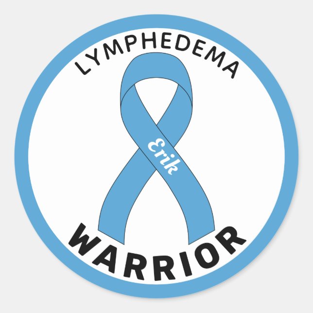 Lymphodeme Warrior Ribbon White Round Sticker (Vorderseite)