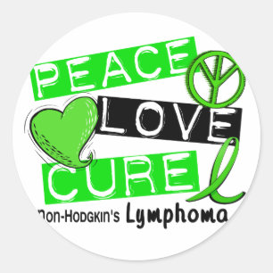 Lymphom Bewusstsein Non-Hodgkin's PEACE LIEBE CURE Runder Aufkleber
